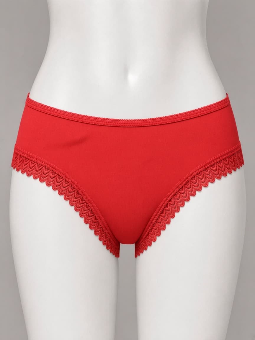 Red Lace-Leg Stretch Bikini