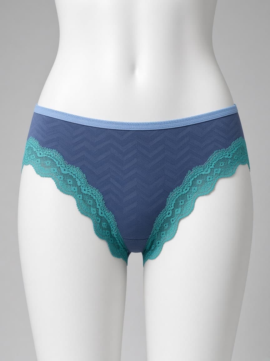 Blue Lace-Leg Stretch Bikini